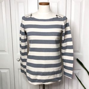 LOFT wide striped heavyweight cotton top, zippers